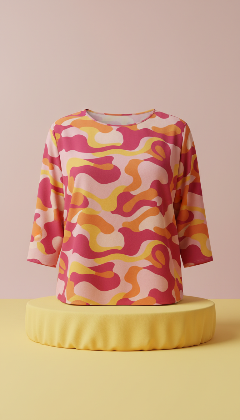 Blusa ondas tangerina estampada