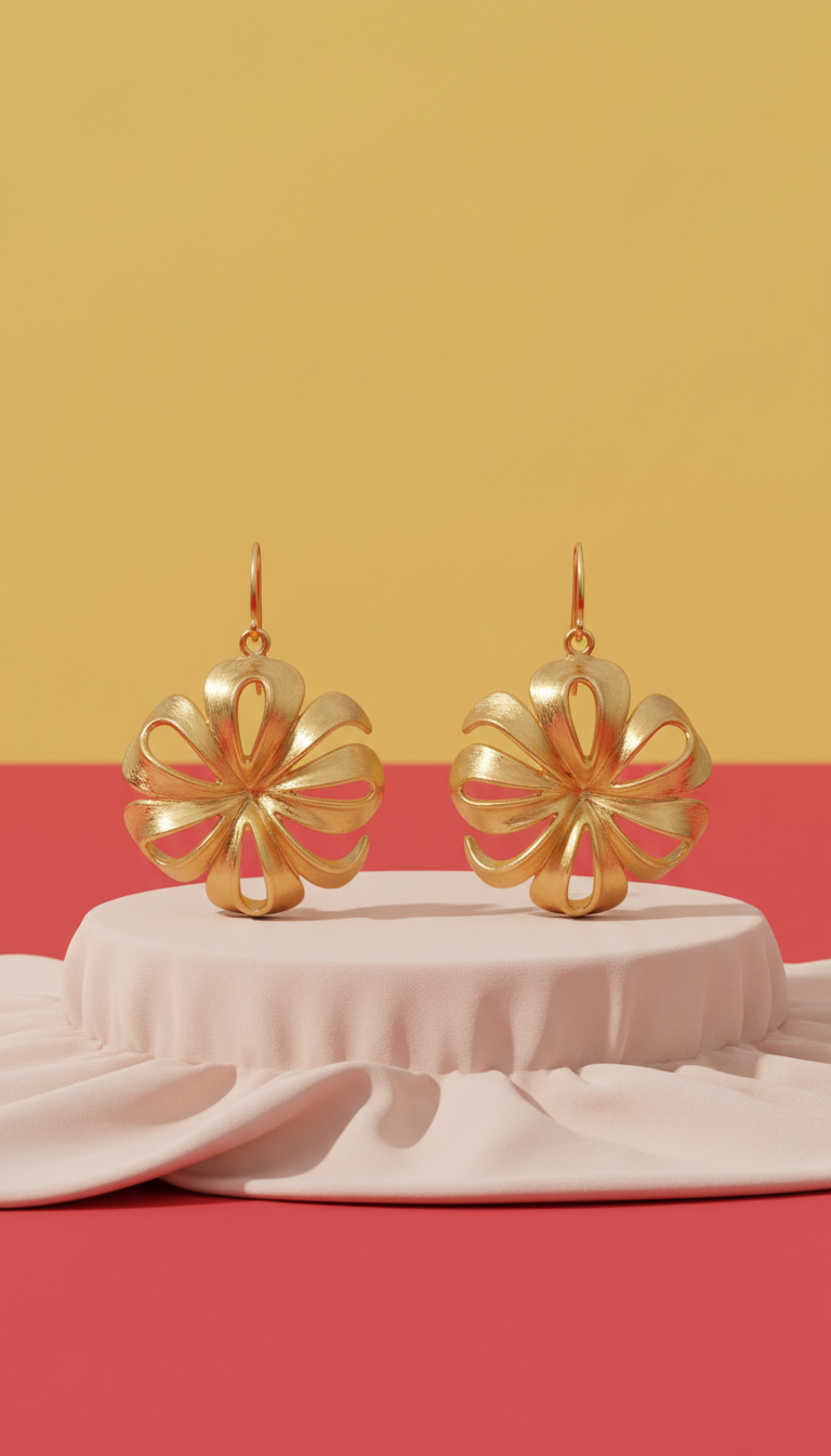 Aretes retro dorados esculturales